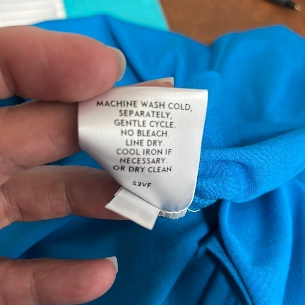 Eileen Fisher Square Neck Dress Women's M/L Turquoise Blue Colorblock New - Picture 8 of 13